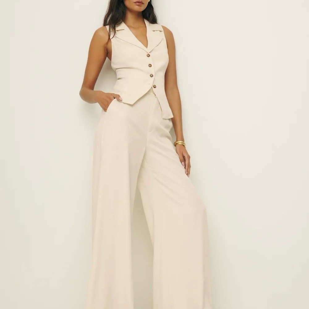 NWT Reformation Cream Wide Leg pants with Tailored Vest